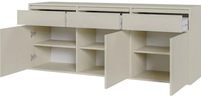 Komoda trzydrzwiowa Evo z szufladami wisząca 154 cm Beż piaskowy