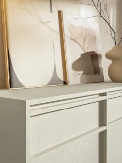 Komoda trzydrzwiowa Evo z szufladami wisząca 154 cm Beż piaskowy