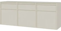 Komoda trzydrzwiowa Evo z szufladami wisząca 154 cm Beż piaskowy