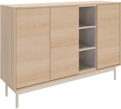Komoda trzydrzwiowa Layen z trzema wnękami 138 cm dąb lindberg/kaszmir