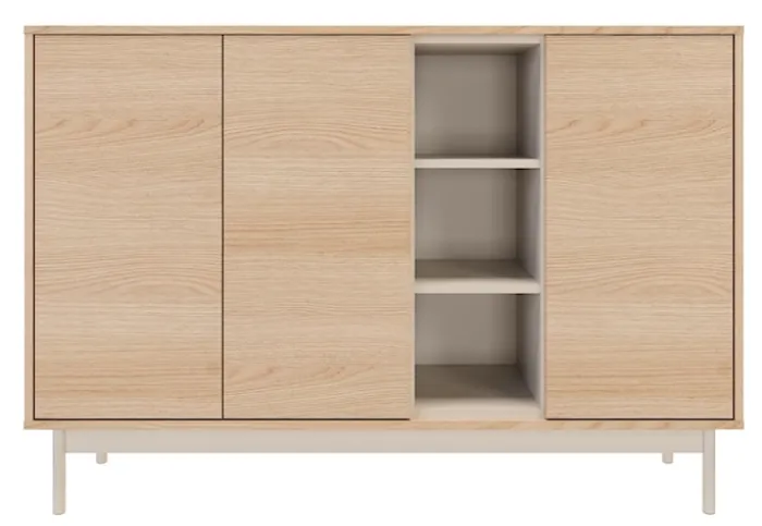 Komoda trzydrzwiowa Layen z trzema wnękami 138 cm dąb lindberg/kaszmir