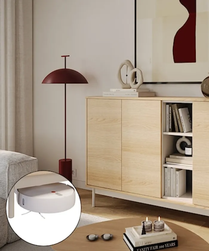 Komoda trzydrzwiowa Layen z trzema wnękami 138 cm dąb lindberg/kaszmir