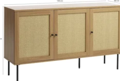 Komoda trzydrzwiowa Mogest beżowa plecionka boho