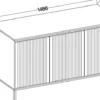 Komoda trzydrzwiowa Osaka z ryflowanymi frontami 149 cm dąb evoke na czarnych nogach