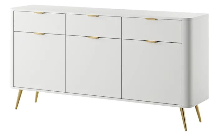 Komoda trzydrzwiowa Oval z szufladami 163,5 cm Biała
