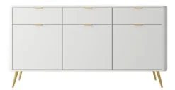 Komoda trzydrzwiowa Oval z szufladami 163,5 cm Biała