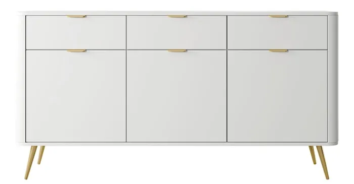 Komoda trzydrzwiowa Oval z szufladami 163,5 cm Biała