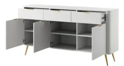 Komoda trzydrzwiowa Oval z szufladami 163,5 cm Biała