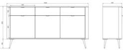 Komoda trzydrzwiowa Oval z szufladami 163,5 cm Biała