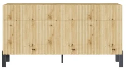 Komoda trzydrzwiowa Telire 154 cm z trzema szufladami i lamelowym frontem dąb artisan