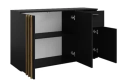 Komoda trzydrzwiowa Tollino z szufladą 120 cm Czarna/Dąb artisan lamele