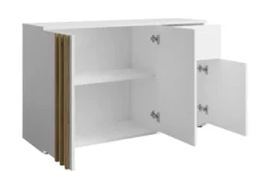 Komoda trzydrzwiowa Tollino z szufladą 120 cm Biała/Dąb artisan lamele