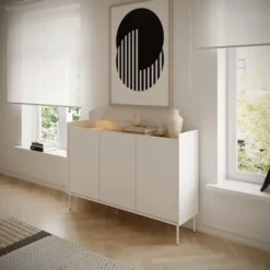 Komoda trzydrzwiowa Tovi 140 cm biała/dąb lindberg
