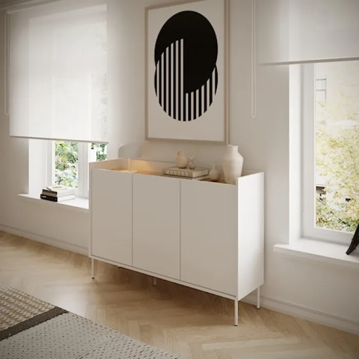 Komoda trzydrzwiowa Tovi 140 cm biała/dąb lindberg