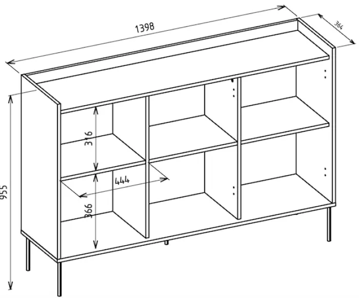 Komoda trzydrzwiowa Tovi 140 cm biała/dąb lindberg