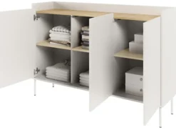 Komoda trzydrzwiowa Tovi 140 cm biała/dąb lindberg