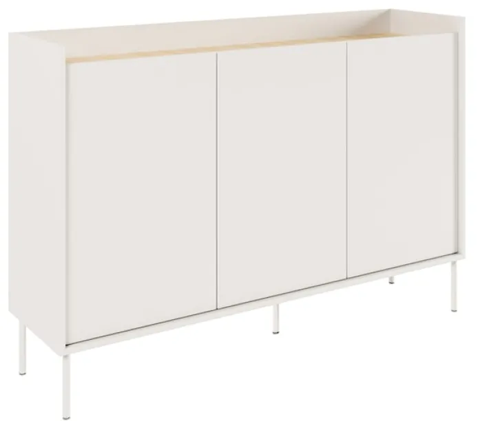 Komoda trzydrzwiowa Tovi 140 cm biała/dąb lindberg