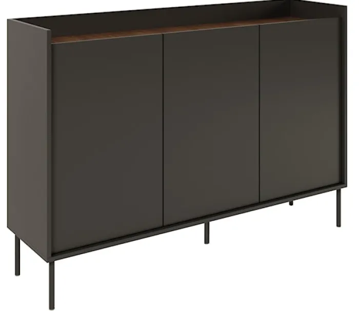 Komoda trzydrzwiowa Tovi 140 cm czarny/orzech wisconsin