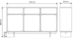 Komoda trzydrzwiowa Wuwu z trzema szufladami 150 cm szarobeżowa