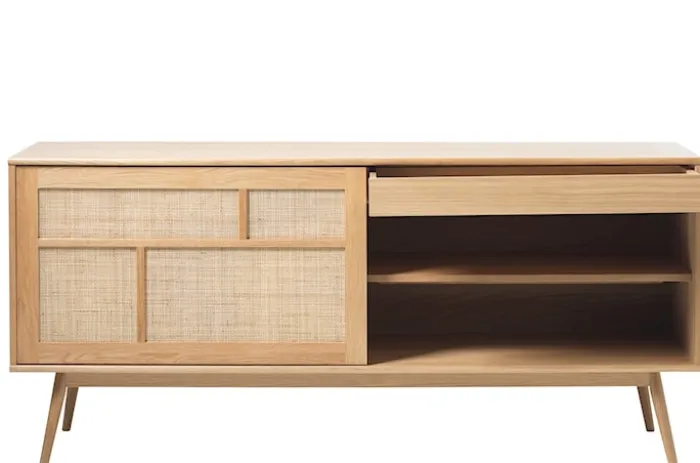 Komoda Visimmy 180 cm dąb/plecionka