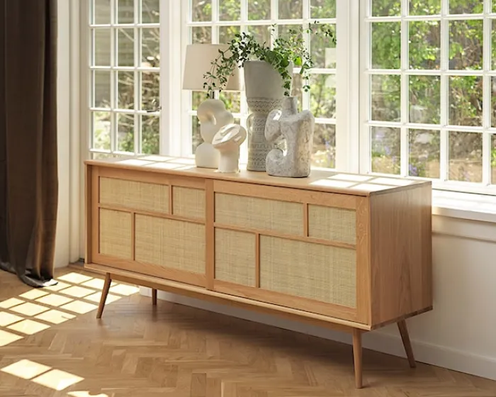 Komoda Visimmy 180 cm dąb/plecionka