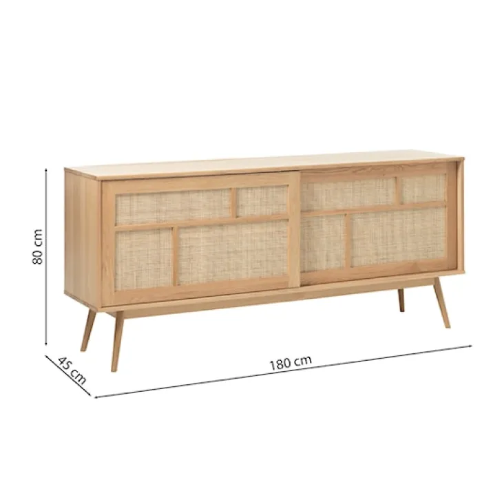Komoda Visimmy 180 cm dąb/plecionka