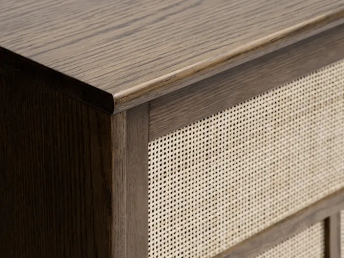 Komoda Visimmy 180 cm przyciemniony dąb/plecionka