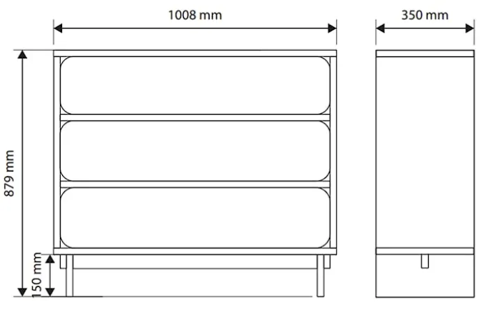 Komoda Wuwu z trzema szufladami 101 cm szarobeżowa