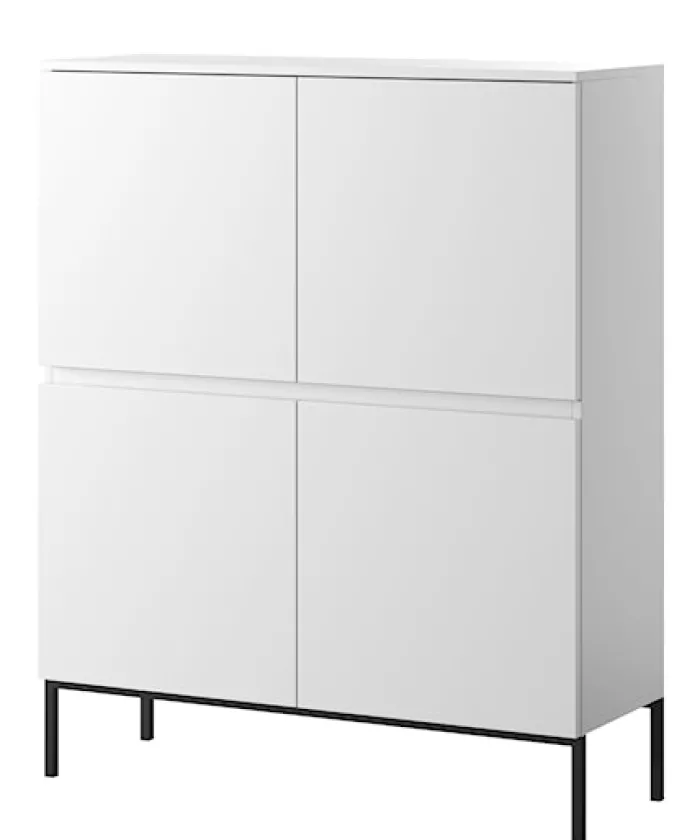Komoda wysoka Bemmi 100 cm biała z czarnymi nogami