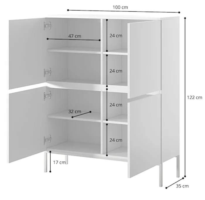 Komoda wysoka Bemmi 100 cm Ciemnozielony