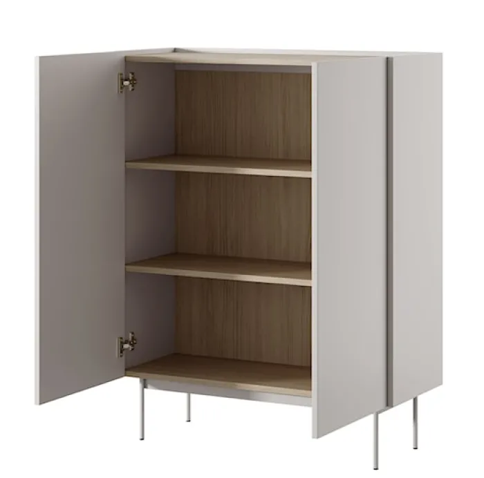Komoda wysoka Color 97 cm dwudrzwiowa Kaszmir / Dąb Linea