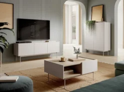 Komoda wysoka Color 97 cm dwudrzwiowa Kaszmir / Dąb Linea