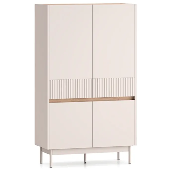 Komoda wysoka czterodrzwiowa Dunea 92 cm kaszmir/dąb
