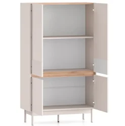 Komoda wysoka czterodrzwiowa Dunea 92 cm kaszmir/dąb