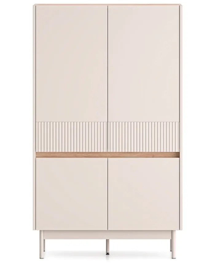 Komoda wysoka czterodrzwiowa Dunea 92 cm kaszmir/dąb
