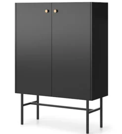 Komoda wysoka Divenos dwudrzwiowa 93 cm Czarna