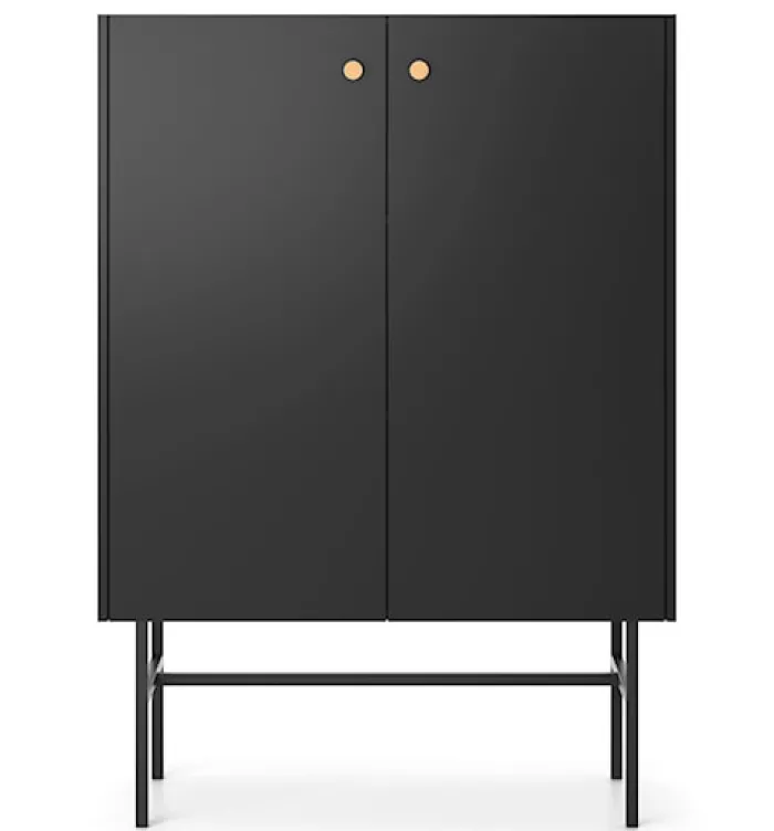 Komoda wysoka Divenos dwudrzwiowa 93 cm Czarna