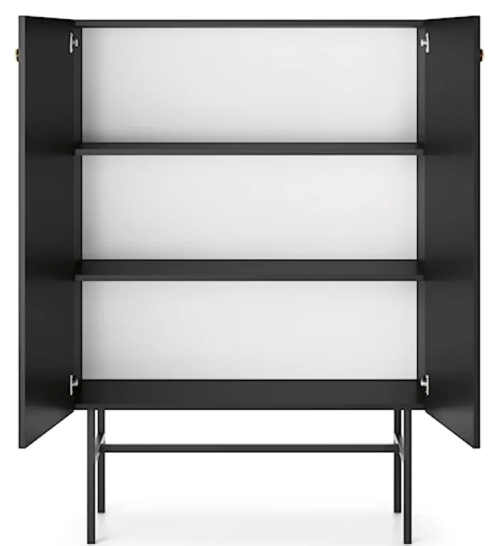 Komoda wysoka Divenos dwudrzwiowa 93 cm Czarna