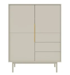 Komoda wysoka Viviaro trzydrzwiowa z trzema szufladami 104 cm kaszmir