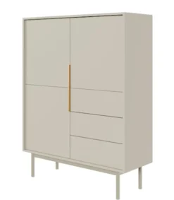 Komoda wysoka Viviaro trzydrzwiowa z trzema szufladami 104 cm kaszmir