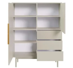 Komoda wysoka Viviaro trzydrzwiowa z trzema szufladami 104 cm kaszmir