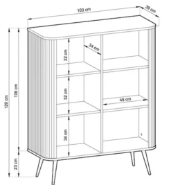 Komoda wysoka Zova dwudrzwiowa z lamelowymi frontami 103 cm Czarna