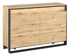 Komoda z szufladami Quant 130 cm z oświetleniem dąb artisan/czarny