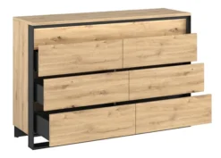Komoda z szufladami Quant 130 cm z oświetleniem dąb artisan/czarny