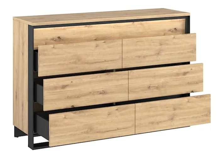 Komoda z szufladami Quant 130 cm z oświetleniem dąb artisan/czarny