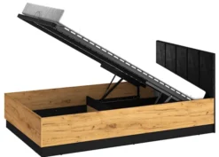 Łóżko młodzieżowe Colt ze stelażem metalowym podnoszonym i pojemnikiem 120/200 cm dąb craft/czarny