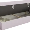 Łóżko młodzieżowe 90x200 cm Calmmo prawostronne z pojemnikiem różowe szenil hydrofobowy
