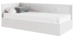 Łóżko młodzieżowe 90x200 cm Pixxel uniwersalne stelaż metalowy kremowe welur