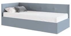 Łóżko młodzieżowe 90x200 cm Pixxel uniwersalne stelaż metalowy szare welur