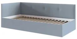 Łóżko młodzieżowe 90x200 cm Pixxel uniwersalne stelaż metalowy szare welur